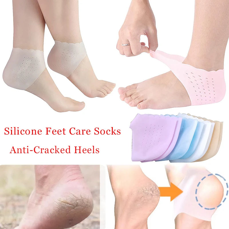 1pair Silicone Feet Care Socks Anti-Cracking Moisturizing Gel Heel Thin Socks