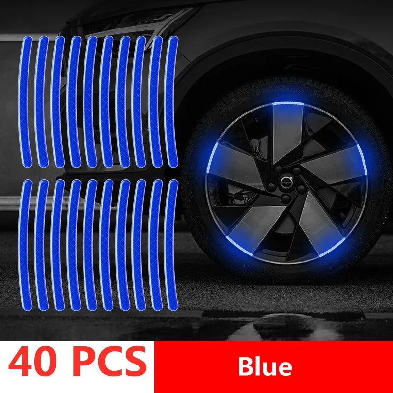 Car Wheel Hub Reflective Stripes Door Handle Safety Warning Sticker