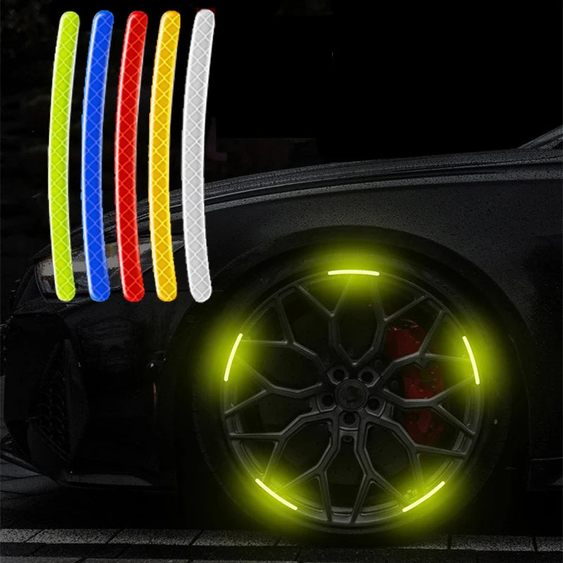 Car Wheel Hub Reflective Stripes Door Handle Safety Warning Sticker