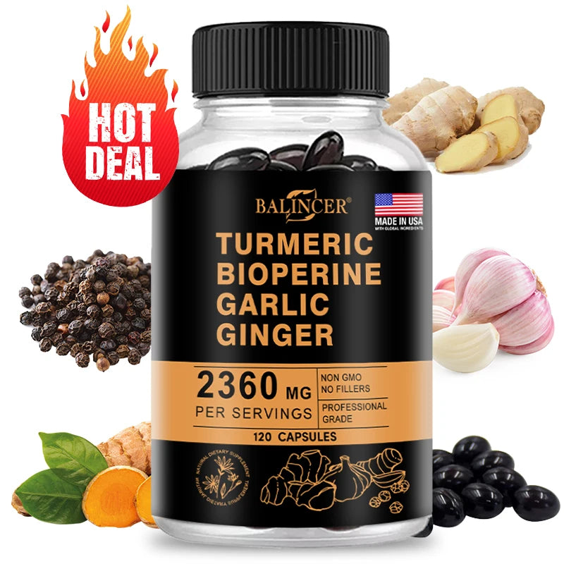 Curcumin Inflammation Support Black Pepper for Maximum Absorption, Natural Premium Joint Flexibility and Muscle Health Support