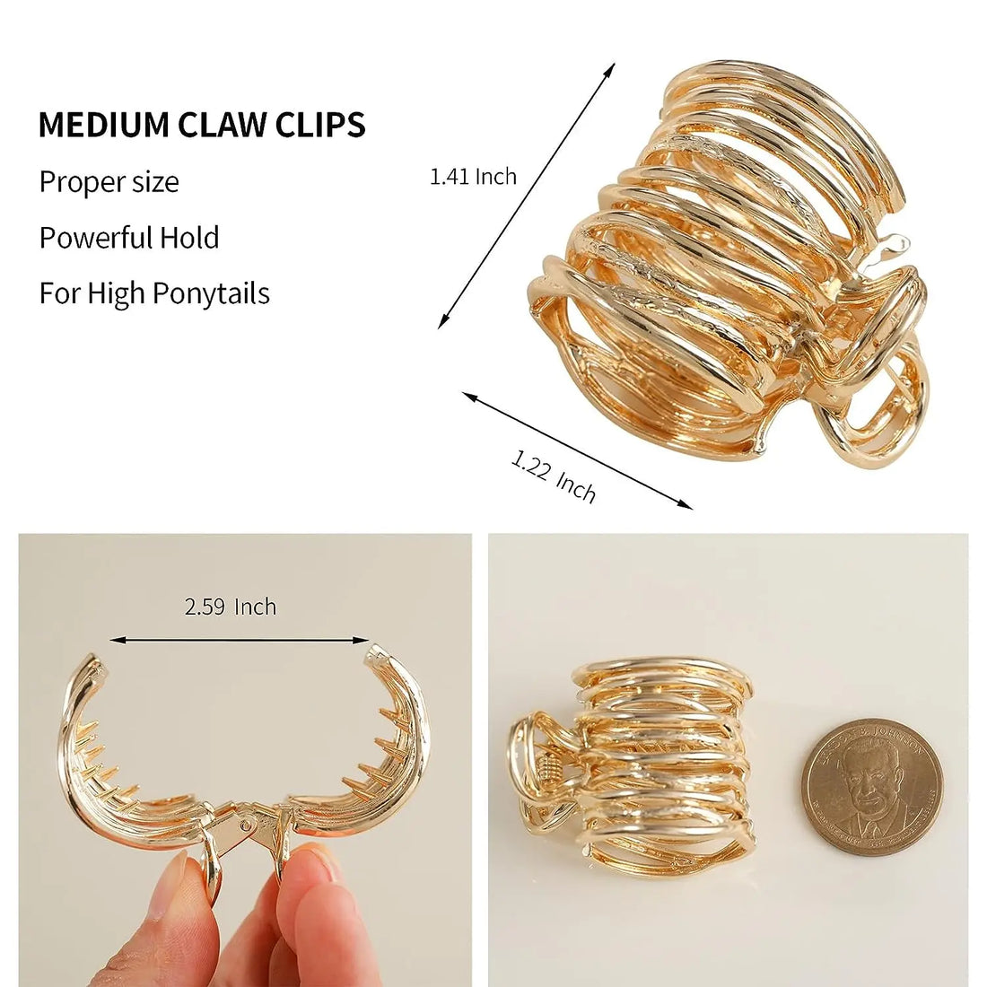 Fashion Gold Color Hollow Geometric Hair Clips Metal Hair Claw Cross Hairclip