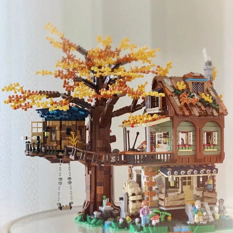 Idea Tree House Bricks Model Forest House Building Blocks Street View Sets For Adults Tree House