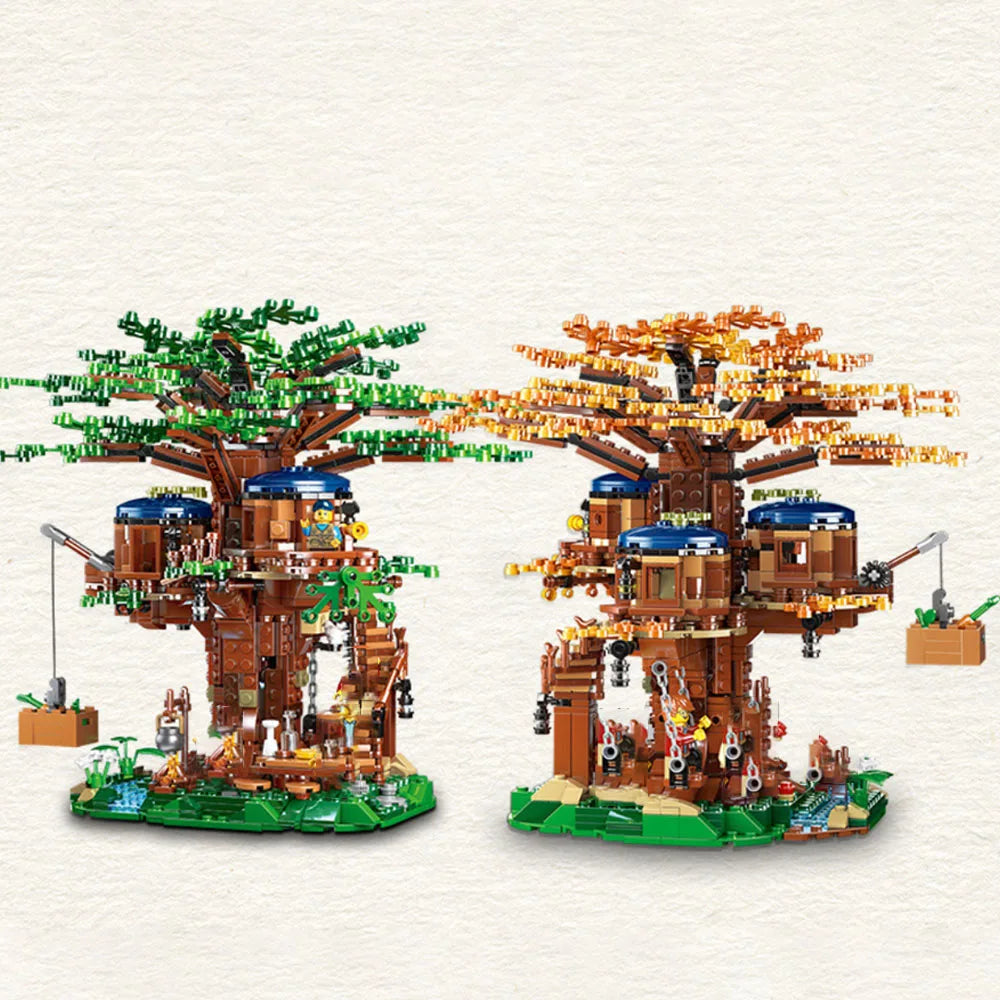 MOC 1013Pcs All Seasons Treehouse City Building Blocks