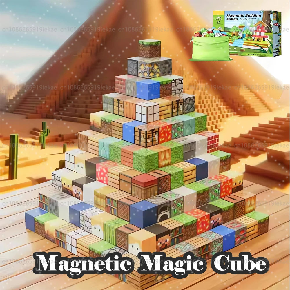 Magnetic Building Blocks Mine World Cube Magnet World Set for Kid Age 3+