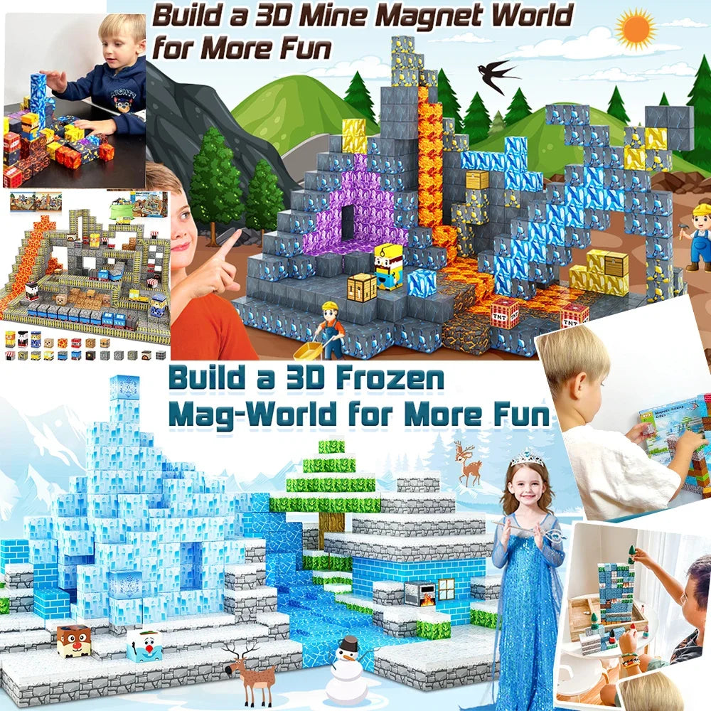 Magnetic Mine World Cube Building Blocks Magnet World Set for Boys Girls Age 3+