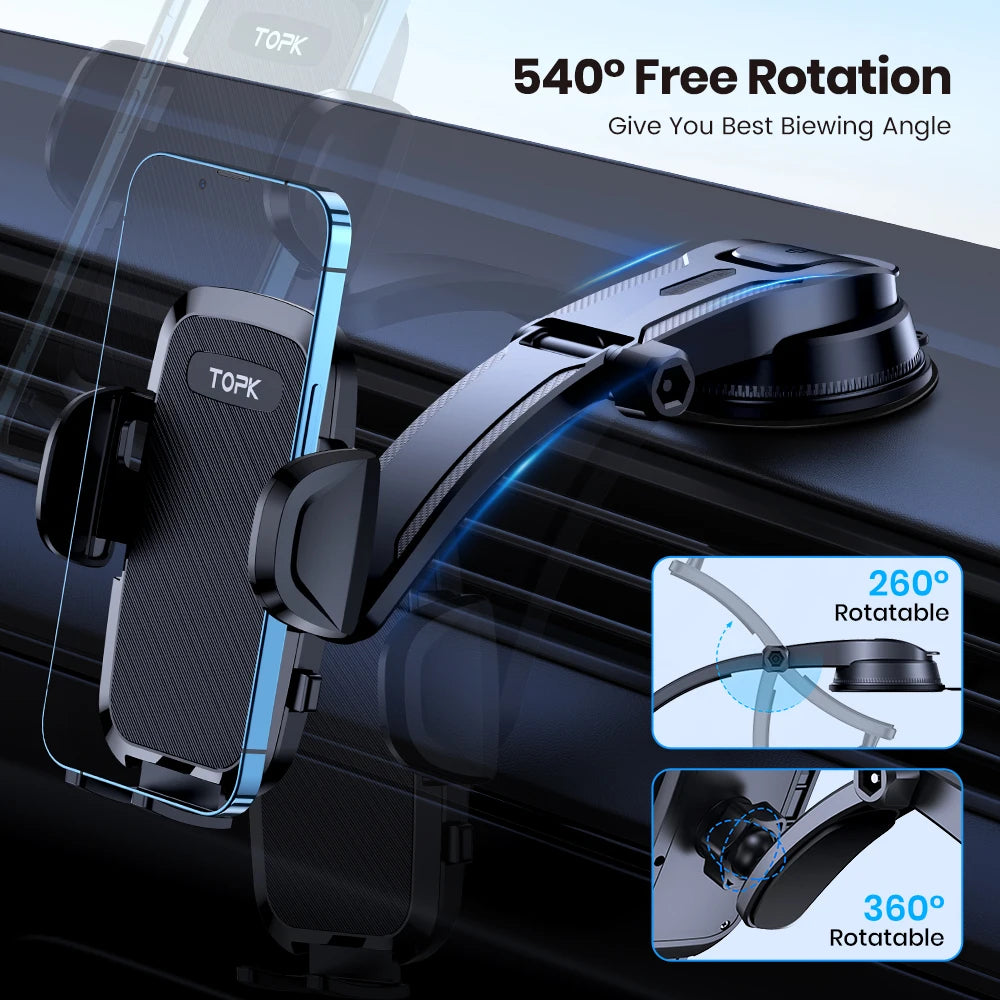 TOPK Car Phone Holder Stand Gravity Dashboard Phone Holder Mobile Phone Support Universal For iPhone 13 12 11 Xiaomi Samsung